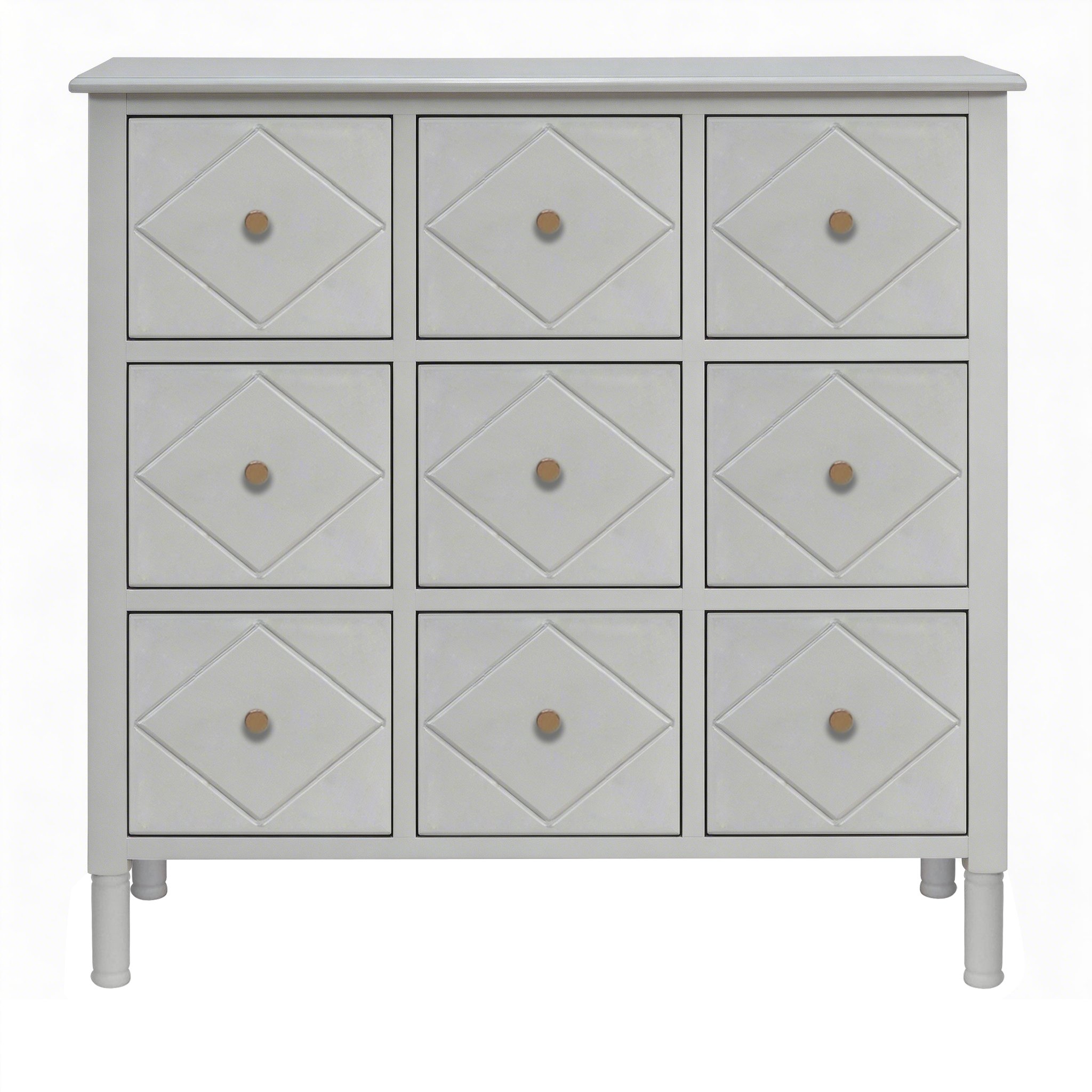Neutral White Sideboard 9 Drawers 90x40x90cm