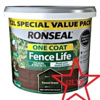 RONSEAL ONE COAT FENCELIFE FOREST GREEN 12LTR