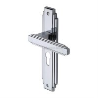 AST5948-PC - Heritage Brass Door Handle Euro Profile Astoria Design Polished Chrome Finish