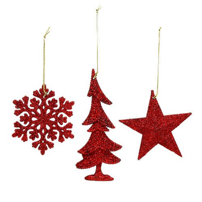 Assorted Glitter Hangers - Red