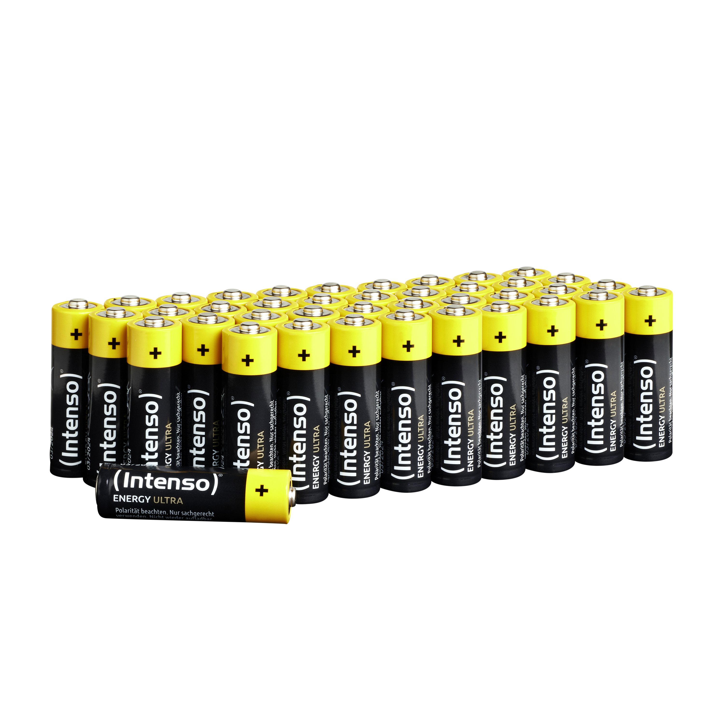 Intenso Energy Ultra AA battery showing mercury-free alkaline design