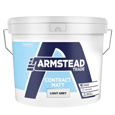 Armstead Trade Contract Matt Light Grey 10LT Paint 5594794