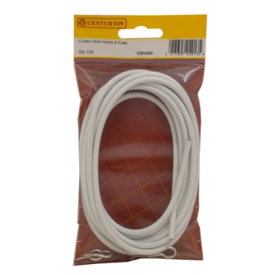 Centurion 10 ft Coil Curtain Wire with Hooks & Eyes
