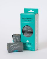 Adios Zero Plastic Poo Bags GREY 4 x Rolls / 60 Bags Handled x 1