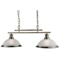 **DISC***BISTRO 2 LIGHT CEILING BAR, ANTIQUE BRASS WITH MARBLE