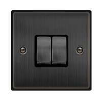 VPBZ412BK Deco Matt Bronze 10 Amp 2 Gang 2 Way Switch