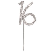 Diamant&eacute; "16th" On Stem Silver - 4 x 5.5cm