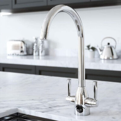 Vibrance Twin Lever Kitchen Sink Mixer - Chrome 1