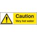 Caution very hot water 300x100mm adhesive backed