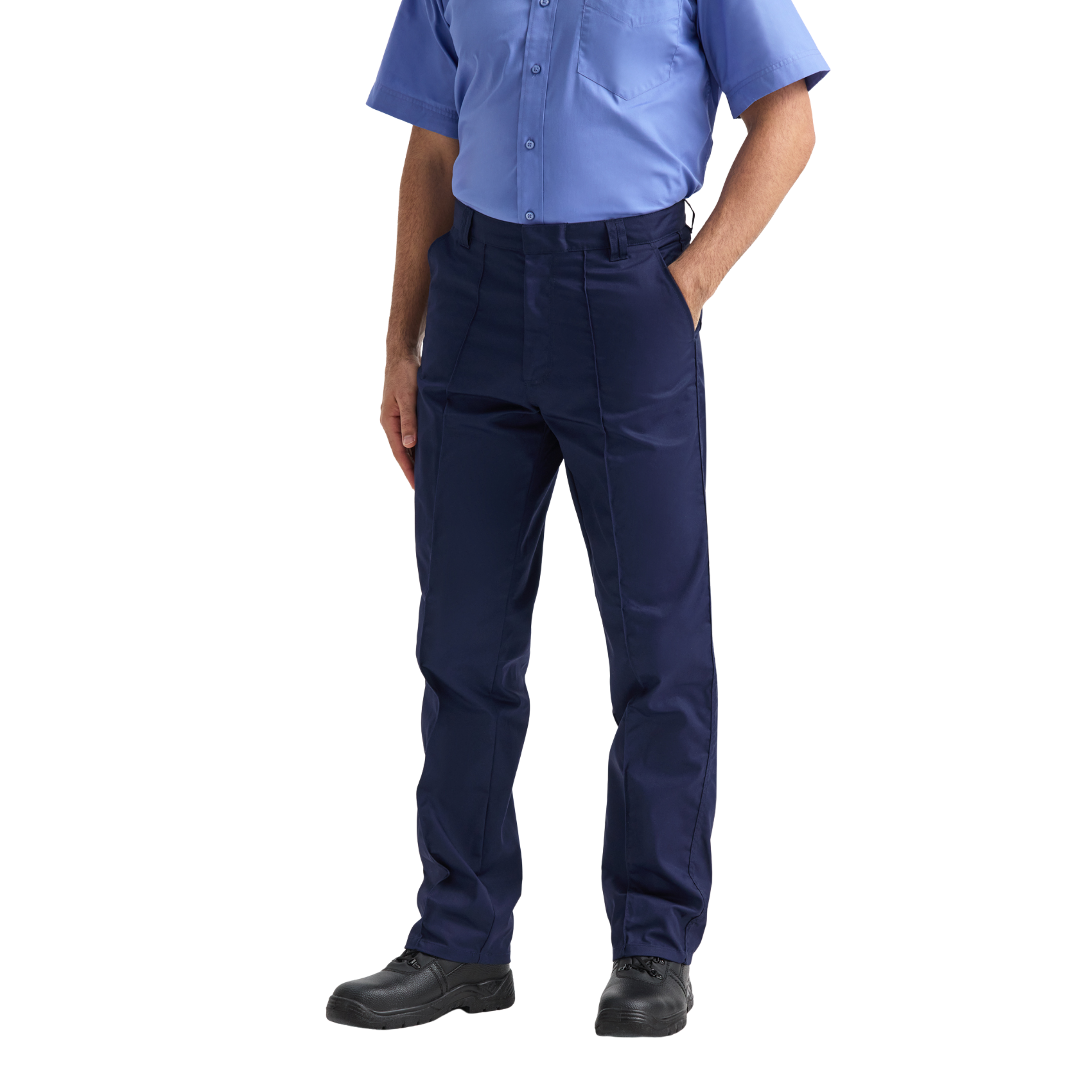 Uneek Workwear Trousers with Sewn-In Crease, Navy