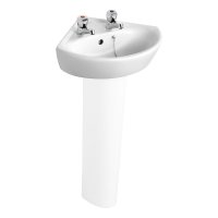 SAND 21 48CM CORNER BASIN 2 TAPHOLE WHITE E894201