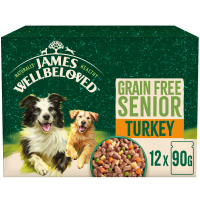 James Wellbeloved Senior Dog Grain Free Turkey with Vegetables in Gravy Pouches 12x90gm DS47A