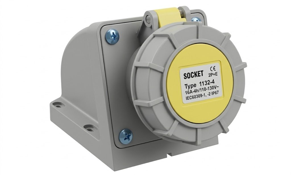 EBASEE CEE IP67 32A Wall Mounted Socket 3x32A 110V Yellow