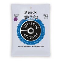 Martin MA175 Custom Light Acoustic Guitar Strings 11-52 (80/20 Bronze) *3 Pack*