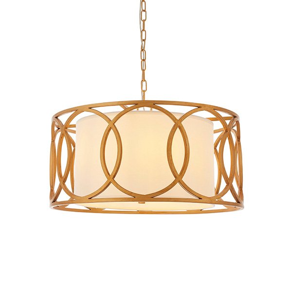 Endon Circular Frame Pendant With White Shade