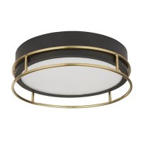 PHOENIX 2LT FLUSH BLACK BRASS METAL AND FROSTED GLASS