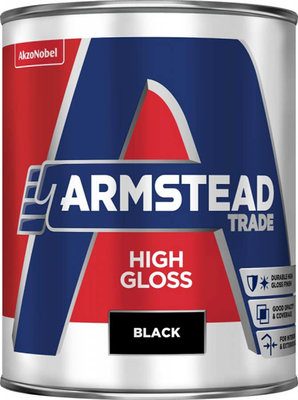 Armstead Trade High Gloss Black 1L Paint 5218617