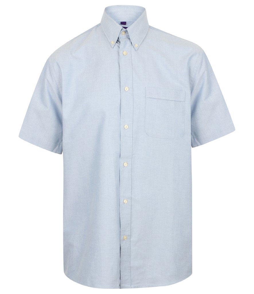 HENBURY MEN'S CLASSIC SHORT SLEEVE OXFORD SHIRT