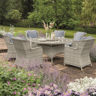 Eden Rose Rattan 6 Seater Round Dining Set - 1.5m