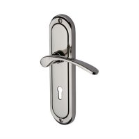 AMB6200-PNF - Heritage Brass Door Handle Lever Lock Ambassador Design Polished Nickel Finish