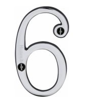 C1560-6-PC - Heritage Brass Numeral 6 Face Fix 76mm (3") Polished Chrome Finish