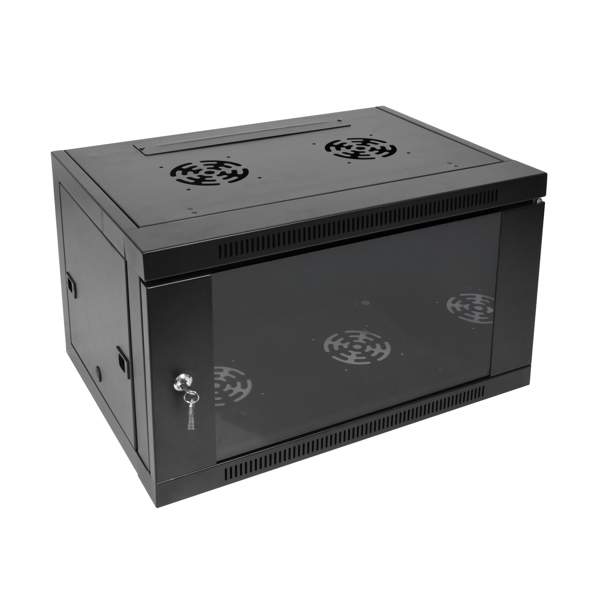 6U wall mounted rack cabinet with tempered glass front door  