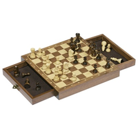 Wooden Magnetic Chess Set - with hidden storage drawers open