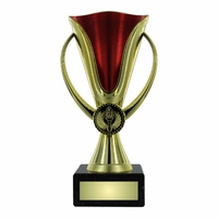 14cm Gold & Red Plastic Cup on Marble