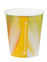 Squat Prism Paper Vending Cups-White/Yellow 7oz
