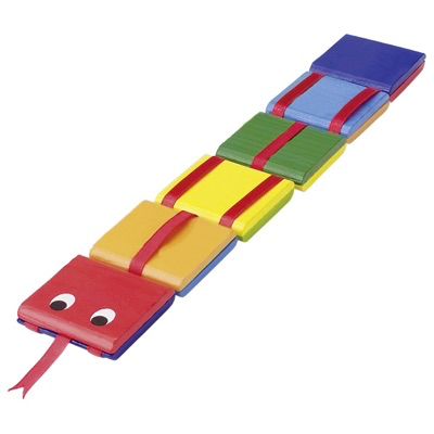 Colourful wooden Jacobs Ladder Toy that looks like a snake