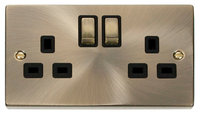 Deco Antique Brass 13 Amp 2 Gang DP Socket