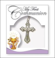 Necklet/Metal Crucifix-Crystal Stones   (C6512/CRYSTAL)