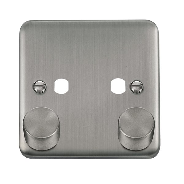 Click Deco Plus 2G Dimmer Plate + Knobs Stainless Steel DPSS152PL