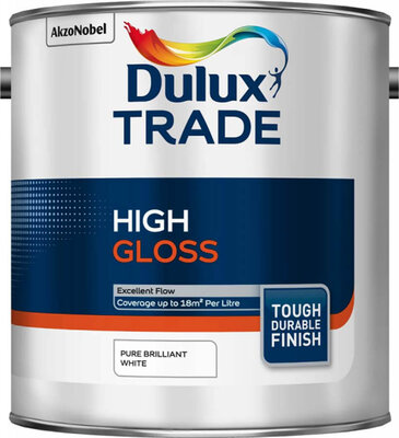 Dulux Trade High Gloss Pure Brilliant White 2.5L Paint 5082977