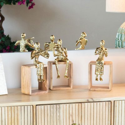 Sitting Man with Flute Gold