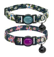 Cat Circus NF216S Jewelled Floral Denim Cat Collar 1x6