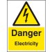 Danger electricity 150x200mm adhesive backed