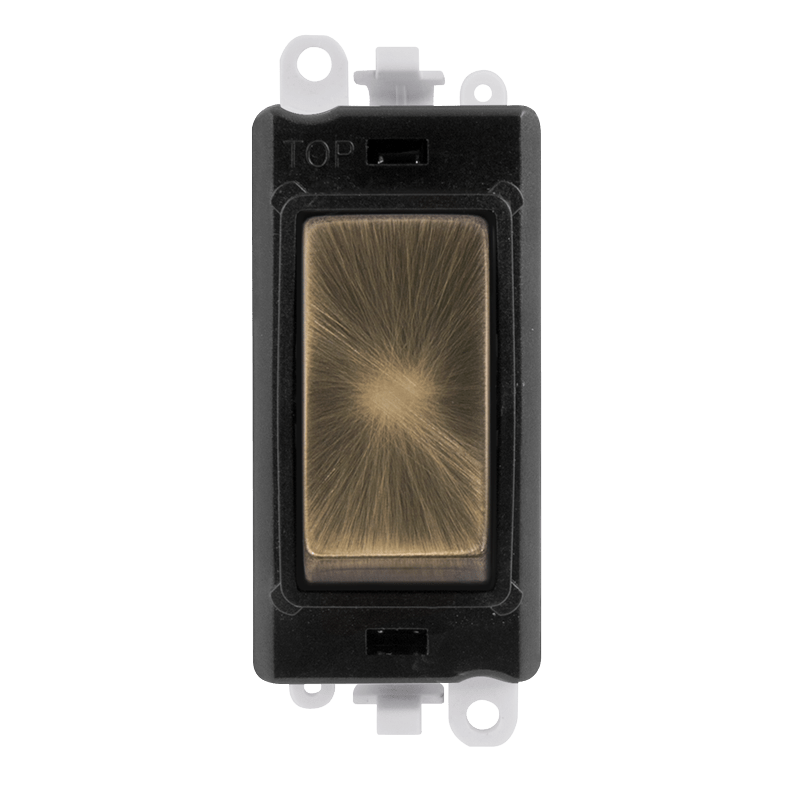 Click Gridpro 20A 2W Gridswitch Antique Brass Black Insert GM2002BKAB