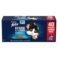Felix 'As Good as it Looks' Cat Pouch 7+ Senior Fish Selection Jelly 85g 40pk x1
