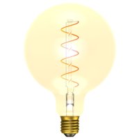 4W LED VINTAGE SOFT COIL VERTICAL FILAMENT LARGE GLOBE - ES, AMBER, 2200K