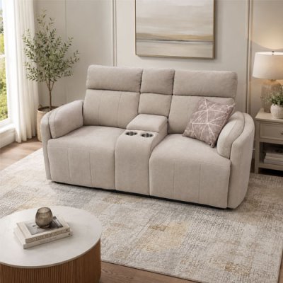 Bruno 2 Seater Recliner Sofa - Beige