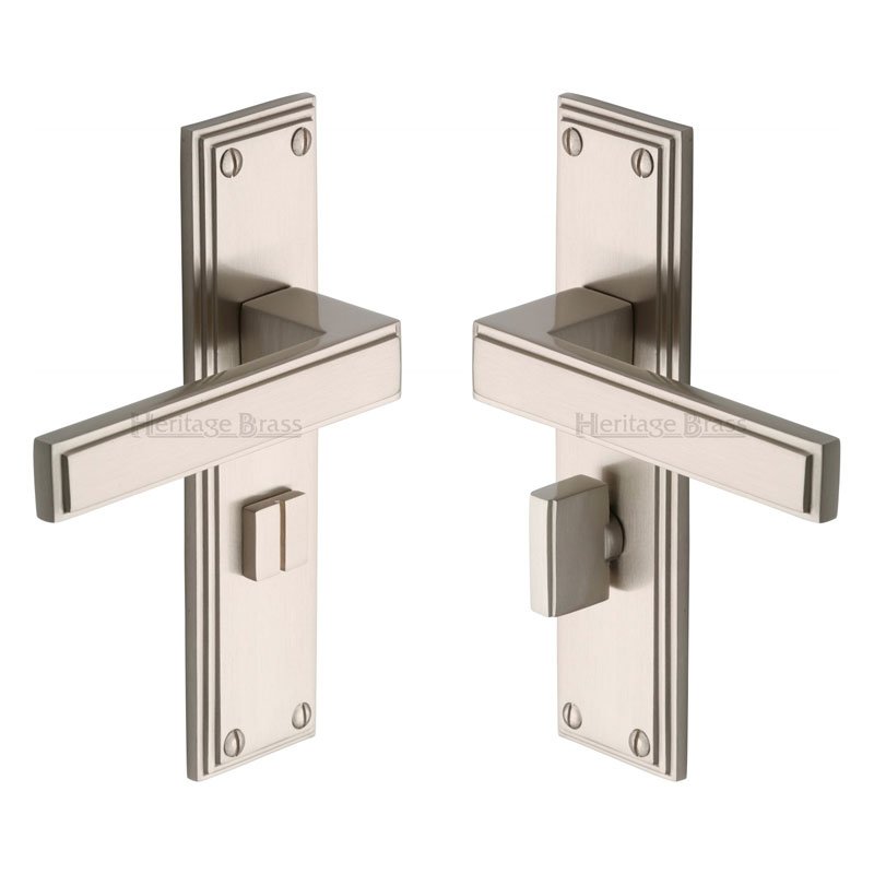 ATL5730-SN - Heritage Brass Door Handle for Bathroom Atlantis Design Satin Nickel Finish