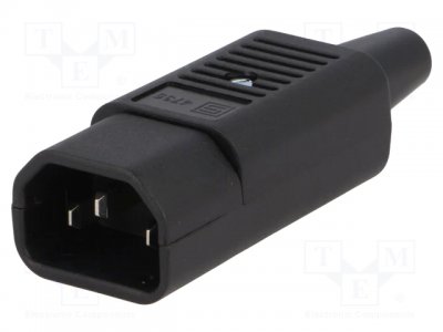 IEC Connector Re-wireable Plug E Straight, Max cable diameter 10mm
