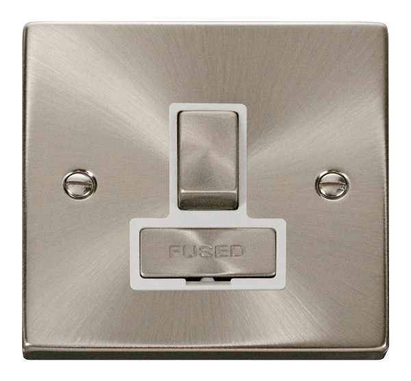 Click Deco 13A Switched Fused Spur Satin Chrome White Insert VPSC751WH