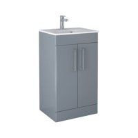 Tucker French Bucks 500mm Floor Standing Two Door Basin Unit Matt Blue Steel