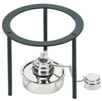 Tripod stand, triangular top, low form, for use with semi micro Bunsen burners (above), length of side 125 mm, height 154 mm