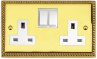 BRASS HERITAGE SOCKET SWITCHED 13A 2 GANG