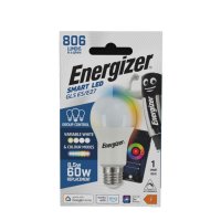 ENERGIZER 8.5W (60W) 806 LUMENS E27 LED  ''SMART''  COLOUR CHANGING GLS LAMP