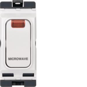 Hager Sollysta 20A DP Gridswitch + Neon "Microwave" White WMGSDP2N/MW