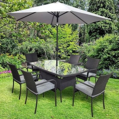 Sienna Rectangular Rattan 6 Seater Set